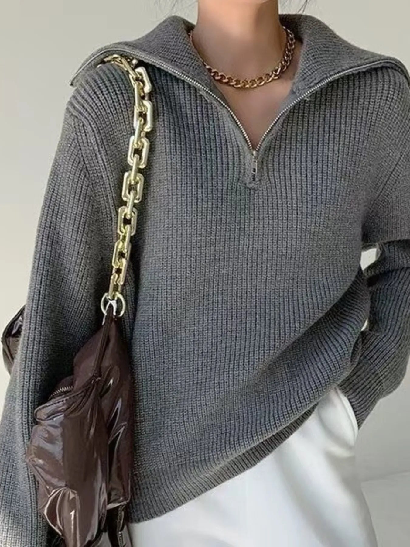 Sarah Express Women's Half-Zip Long Sleeve Sweater