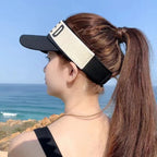 Women's Letter Print Sun Visor Adjustable Topless Hat UV Protection