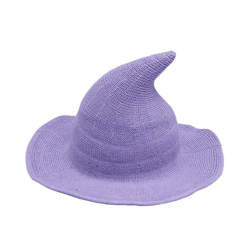 Wool Witch Wizard Hat Wide Brim High Crown Hand-Painted