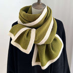 Women's Knitted Scarf Color Block Border Design Fall Winter Warm Accessory
