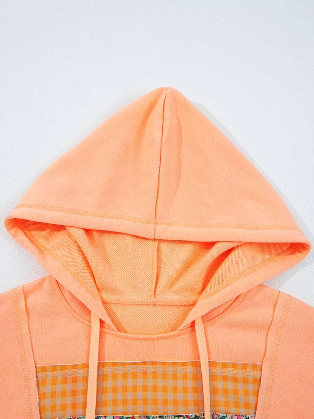 Sarah Express Women's Plaid Floral Patchwork Kangaroo Pocket Hoodie