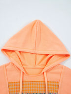 Sarah Express Women's Plaid Floral Patchwork Kangaroo Pocket Hoodie