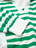 Sarah Express Women's Stripe Colorblock Collared V Neck Cropped Top