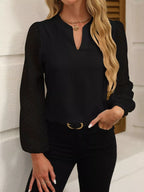 Sarah Express Women's Notched Balloon Sleeve Blouse