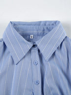 Sarah Express Women's Striped Button-Down Collared Shirt