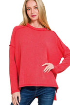 Sarah Express Women’s Plus Size Exposed Seam Corded Rib Knit Top
