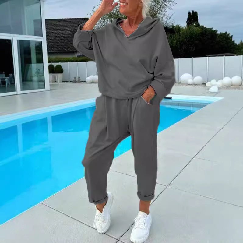 Women's Hooded Sweatshirt Two-Piece Matching Set Loungewear Athleisure