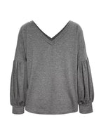 Sarah Express Women's Oversized V-Neck Long Sleeve Blouse
