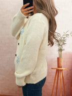 Sarah Express Women's Flower Button-Down Cardigan