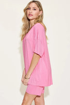 Women's Plus Size V-Neck T-Shirt & Shorts Lounge Set | Fast Shipping