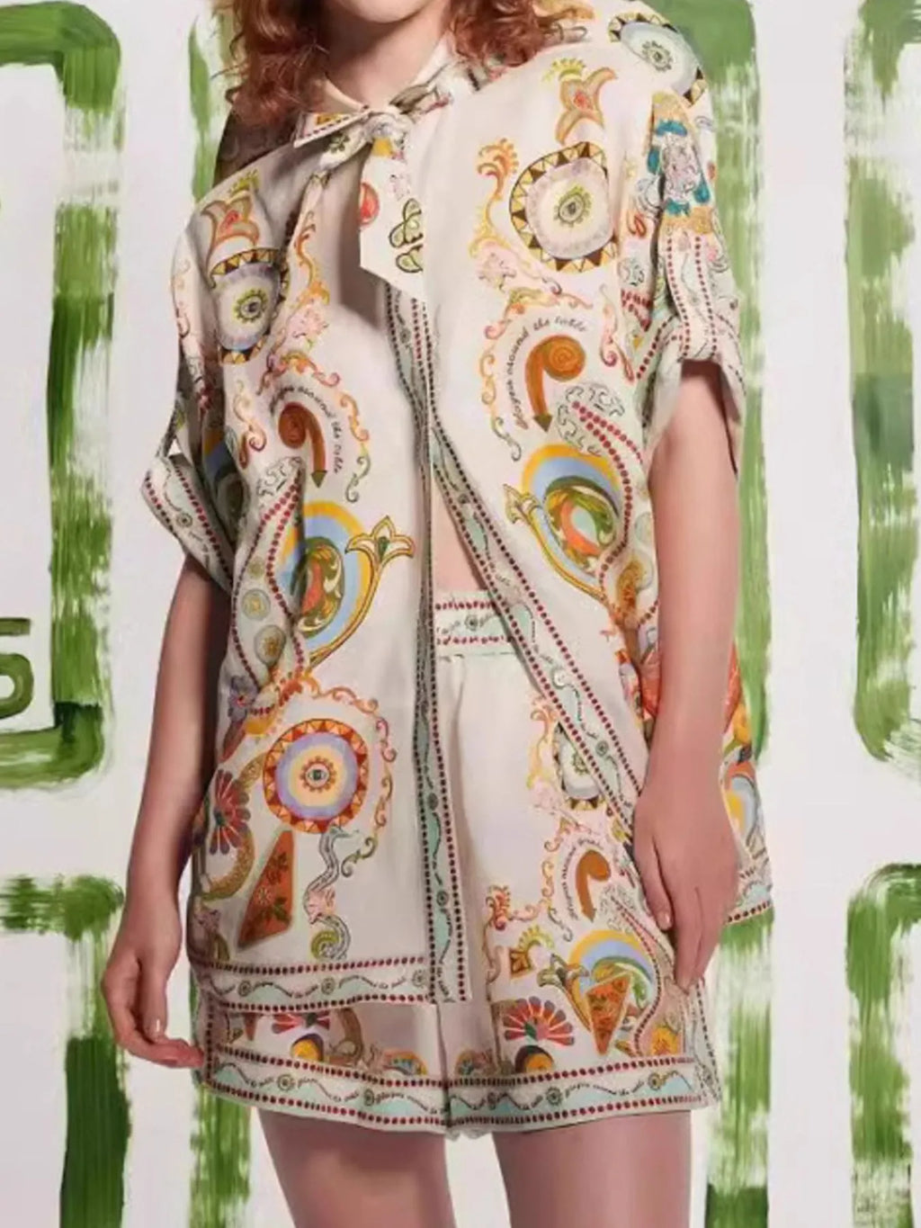 Sarah Express Women's Printed Half Sleeve Shirt and Shorts Set Multicolor