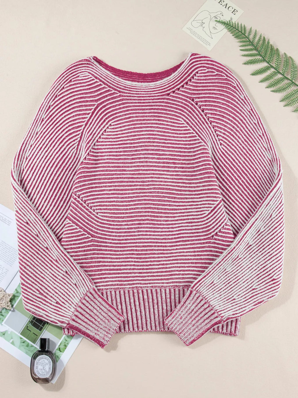 Sarah Express Women's Striped Boat Neck Casual Sweater