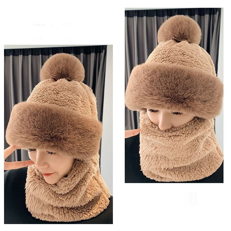 Fleece-Lined Winter Hat with Ear Protection and Neck Warmer