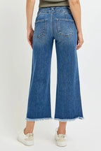 Sarah Express Women’s High Rise Crop Wide Leg Jeans with Wide Waistband
