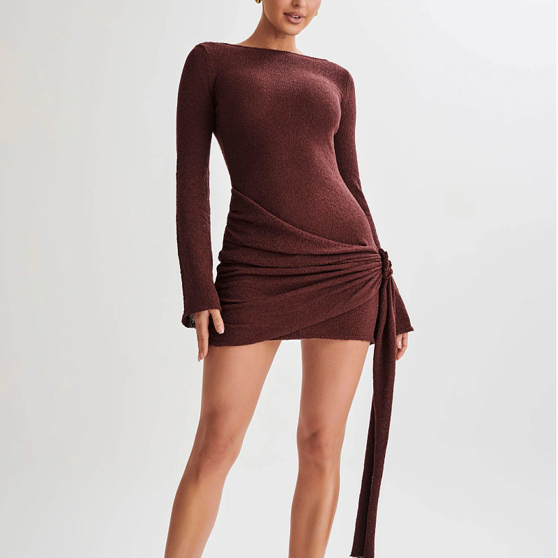 Women's Y2K Long Sleeve Backless Mini Dress