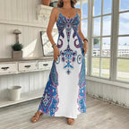 Women's V-Neck Sleeveless Maxi Dress Artistic Print