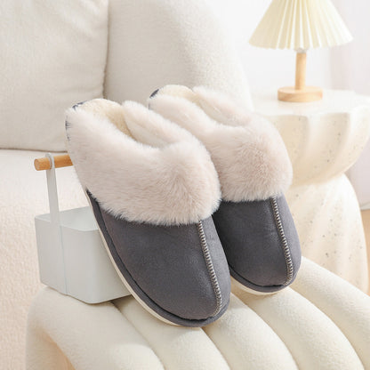 Sarah Express Plush Fur Slippers - Warm Non-Slip Indoor House Shoes Dark Grey