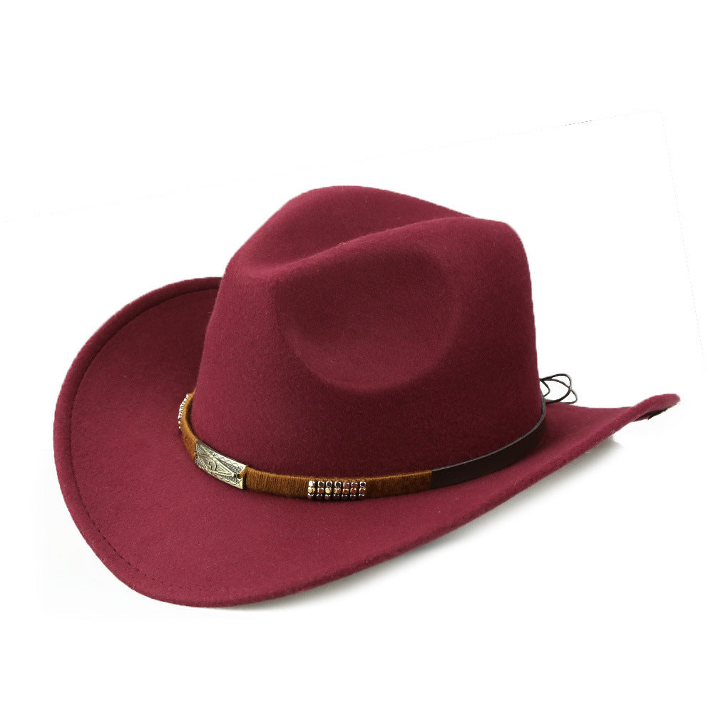Women's Wool Felt Cowboy Hat Wide Brim Western
