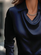 Sarah Express Women's Long Sleeve Blouse with Collar Plus Size