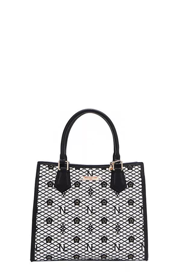 Sarah Express Women’s Structured Monogram Print Tote Bag Vegan Leather