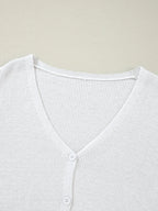 Sarah Express Women's Ribbed Knit Button Front V Neck Cardigan