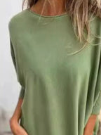 Sarah Express Women's Round Neck Long Sleeve Knit Top with Lace Trim Plus Size