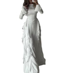 Women's High Waist Flared Sleeve Maxi Dress Round Neck Elegant Patchwork