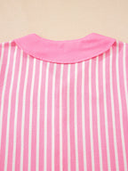 Sarah Express Women's Stripe Buttoned Front Long Sleeve Sleepwear Set