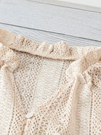 Sarah Express Women's Crochet Notched Button-Front Shirt