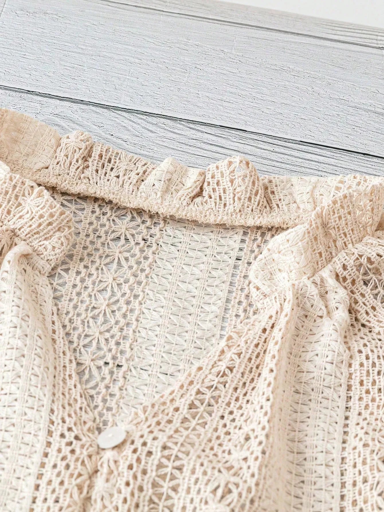 Sarah Express Women's Crochet Notched Button-Front Shirt