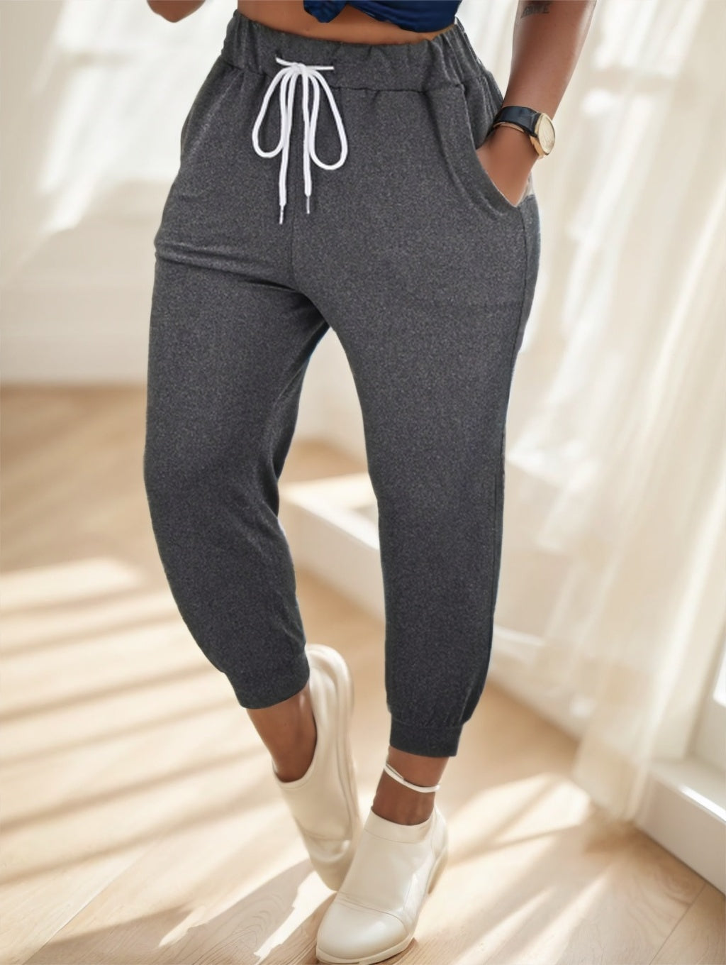 Women's Drawstring Waist Jogger Pants Full Length Casual