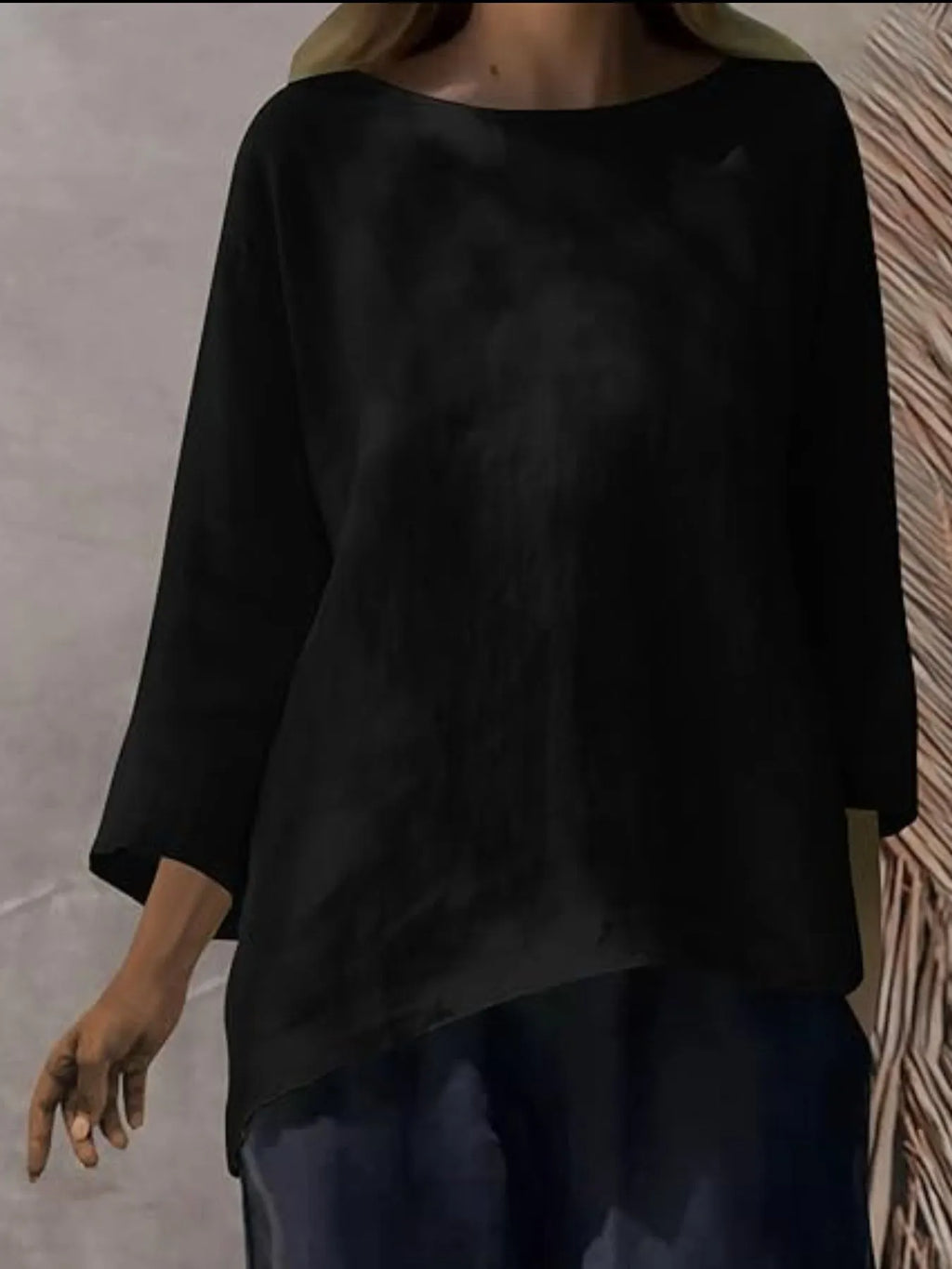 Sarah Express Women's Round Neck Relaxed Fit Blouse Plus Size