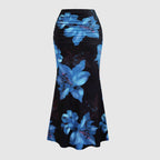 Women's A-Line Maxi Skirt Printed Elastic Waist Long Casual Vacation