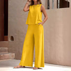 Women's Sleeveless Top and Wide Leg Pants Two Piece Set