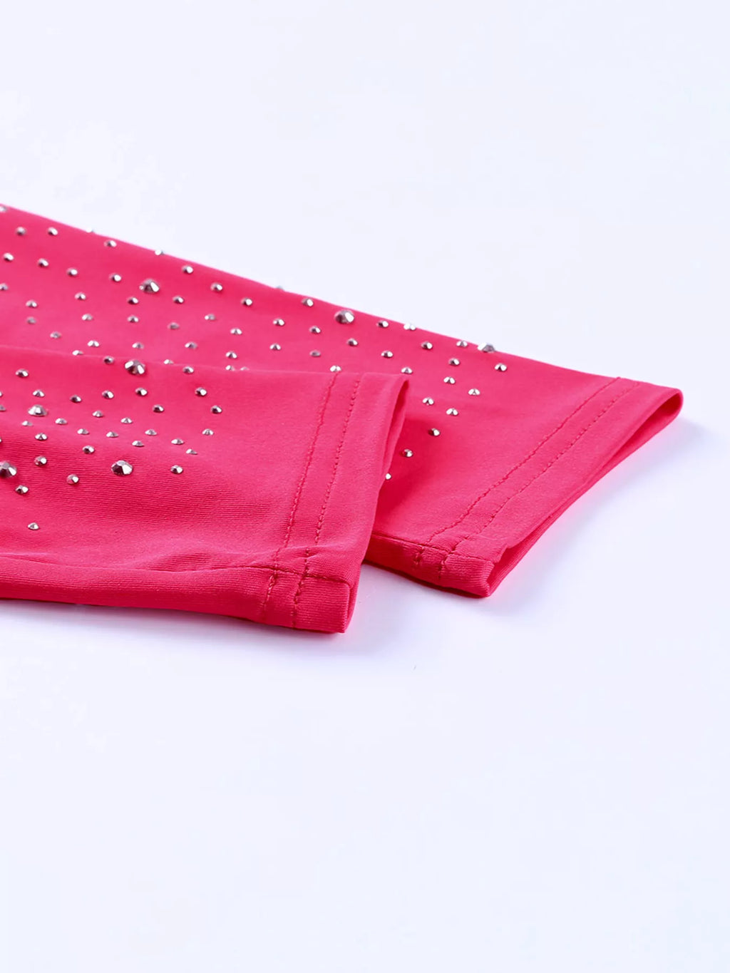 Sarah Express Women's Rhinestone Round Neck Long Sleeve Bodysuit