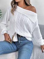 Sarah Express Women's Off-Shoulder Cable Knit Sweater