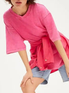 Sarah Express Women's Round Neck Short Sleeve T-Shirt - Oversized Basic Tee