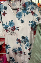 Women's Floral Print V-Neck Maxi Dress Short Sleeve A-Line Pullover