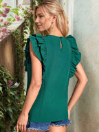 Sarah Express Women's Ruffled Round Neck Blouse