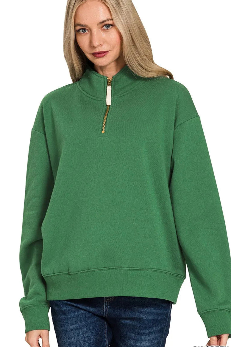 Sarah Express Women’s Fleece Half Zip Sweatshirt with Stand-Up Collar