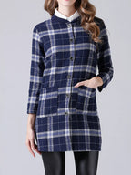Sarah Express Women's Plus Size Plaid Button-Down Longline Shirt