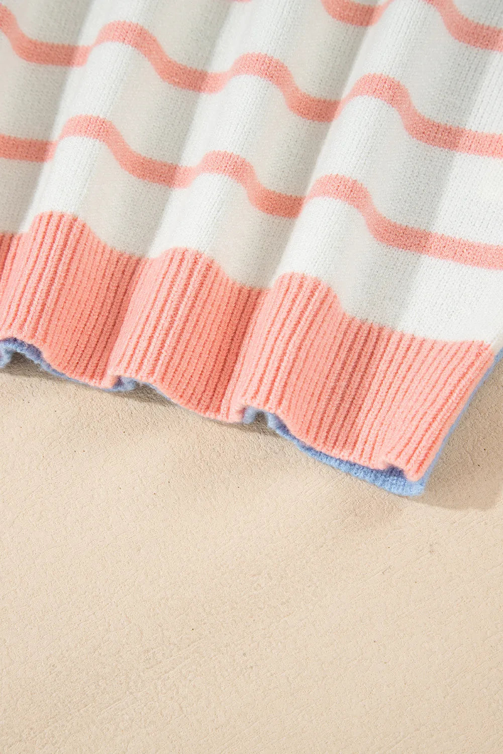 Sarah Express Women's Contrast Striped Round Neck Long Sleeve Sweater