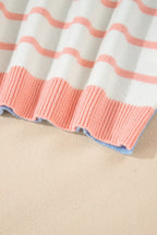 Sarah Express Women's Contrast Striped Round Neck Long Sleeve Sweater