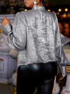 Sarah Express Women's Plus Size Cowl Neck Long Sleeve Blouse