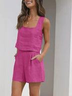 Sarah Express Women's Square Neck Tank and Shorts Set