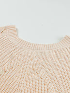 Sarah Express Women's Openwork Round Neck Long Sleeve Sweater