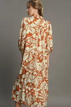 Sarah Express Women’s Plus Size Floral Tiered Midi Shirt Dress