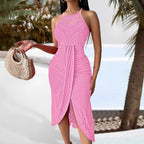 Asymmetric Halter Dress Sleeveless Street Style Mid Length