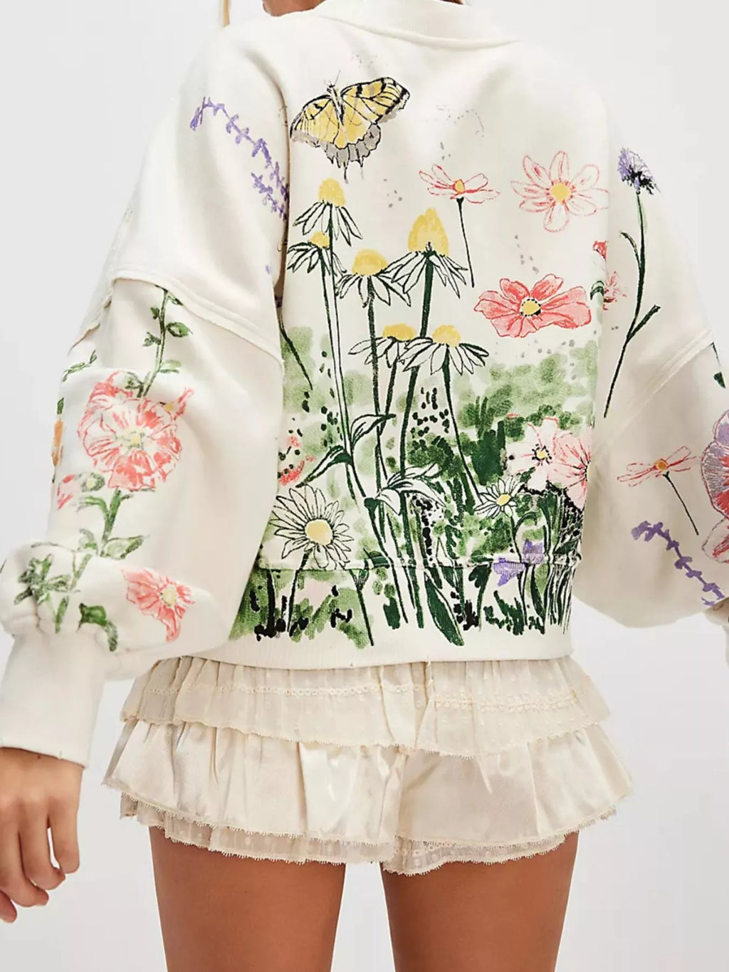 Sarah Express Women's Printed Round Neck Dropped Shoulder Sweatshirt