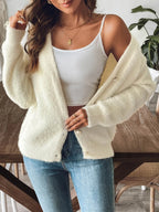 Sarah Express Women's Fuzzy Button-Front Cardigan